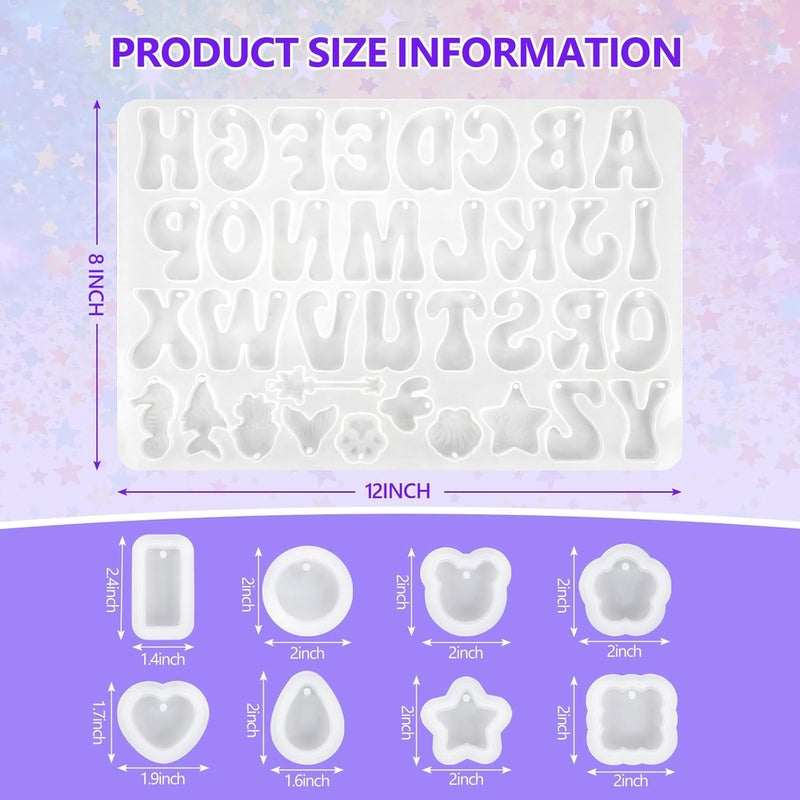 KISREL Epoxy Resin kit -18oz Clear Epoxy Resin with Silicone Alphabet Resin molds and Jewelry Making Kits, 2 Part Epoxy and Hardener for Casting Coating, Keychains, DIY Craft Decorations - Image 3